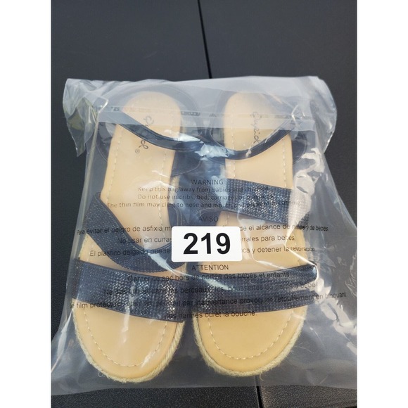 Qupid Daylen Wedge Espadrille Black‎ Tan Sandal Round Toe Straps Womens Size 6 - Picture 15 of 15